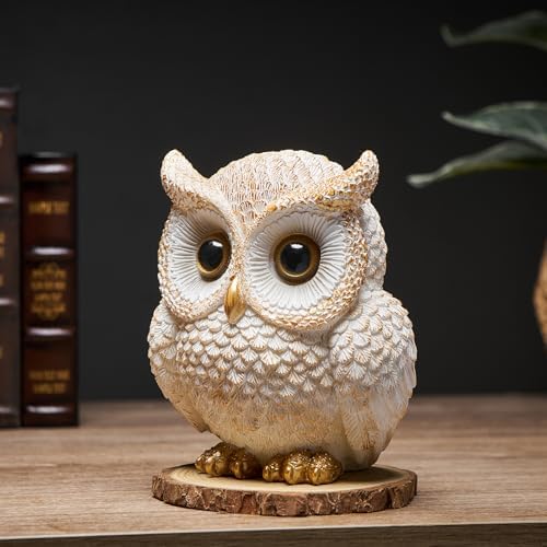Octdays White Owl Statue - Cute Bird Figurine for Home Decor