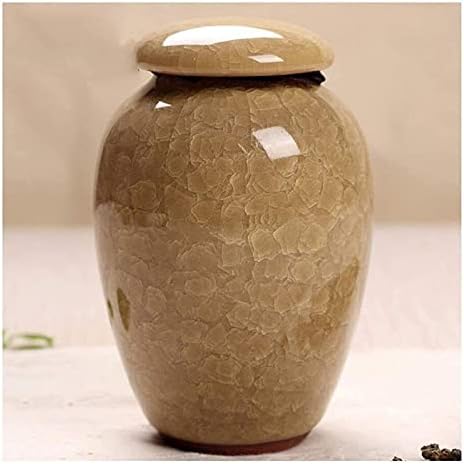 Small Cremation Urns for Human Ashes Yellow Ceramic Display Urn