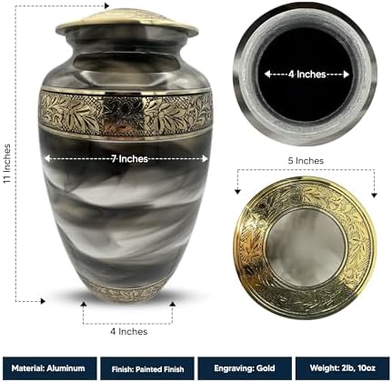 Custom Cremation Urn with Humor Engraving and Gold Design