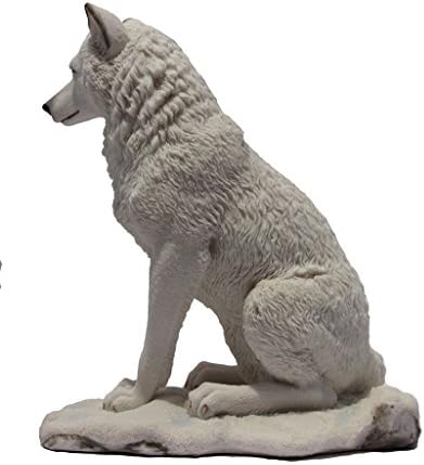 775 Inch Wolf Sitting in Snow Decorative Statue