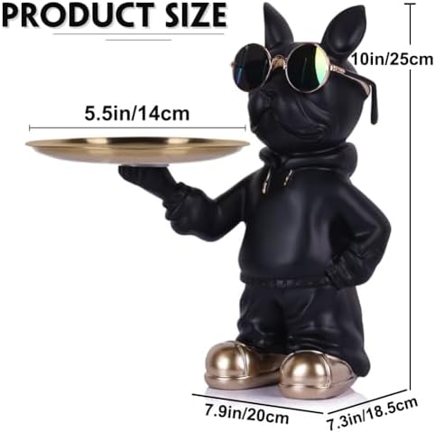 Resin Bulldog Tray Statue for Entryway Decor