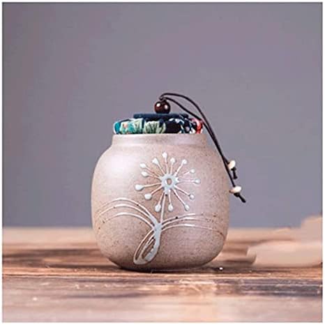 Ceramic Cremation Urn with Wooden Cover and Copper Handle