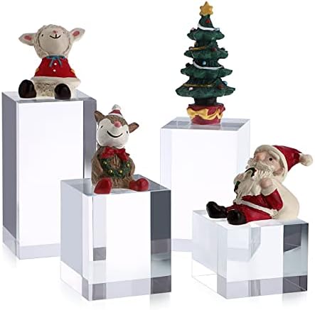 Hipiwe 4PCS Clear Acrylic Display Risers Stand