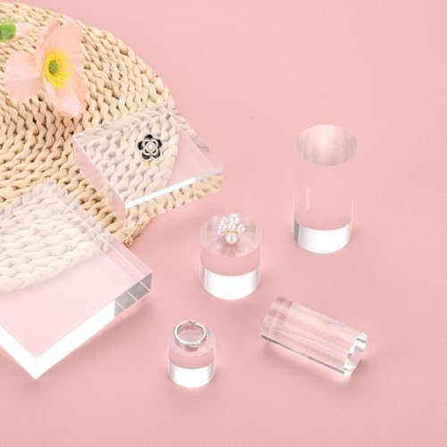 Uxcell 2pcs Acrylic Cylinder Display Blocks 30x60mm Clear Jewelry Stand Base