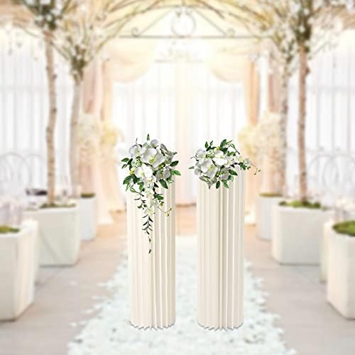 2PCS 394in Tall Flower Stand Round Cylinder Wedding Centerpieces Foldable Display Stands