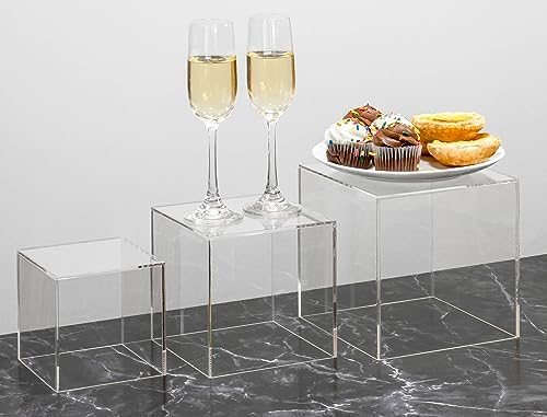 Red Co Clear Acrylic Cube Display Riser Stands 3-Pack