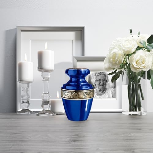 Trupoint Memorials Small Urns Set of 4 Grecian Blue and Gold