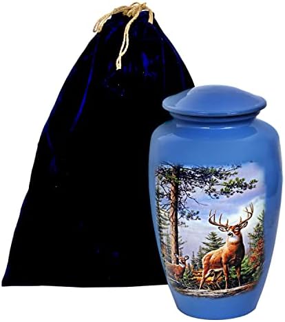 HLC Cremation Urn for Adult Ashes - Deer Design with Velvet Bag