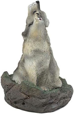 Ebros Howling Twin Gray Wolves Incense Burner Figurine