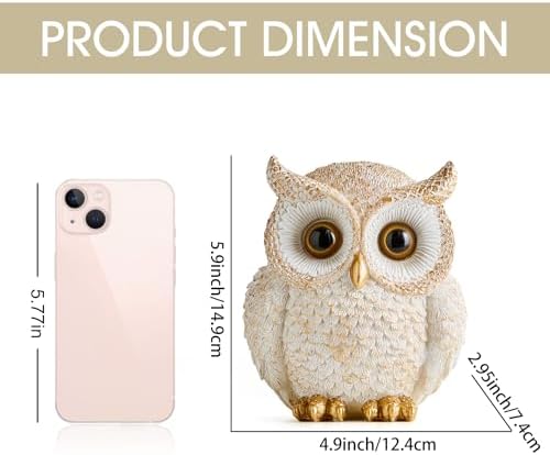 Octdays White Owl Statue - Cute Bird Figurine for Home Decor