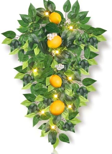 Duraaamo 20 Inch Lemon Teardrop Swag with Lights
