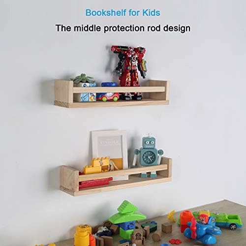 Nursery Floating Book Shelves Set of 2 Natural Wood