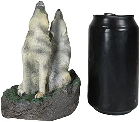 Ebros Howling Twin Gray Wolves Incense Burner Figurine