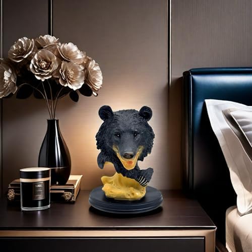 Black Bear Head Statue Resin Figurine Collectible Decor
