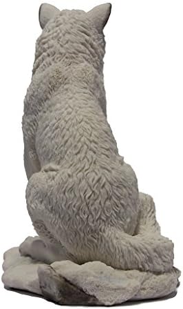 775 Inch Wolf Sitting in Snow Decorative Statue
