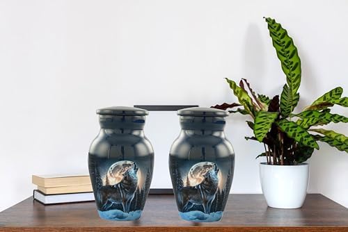Midnight Wolves Mini Urn Set - 2 Cremation Urns for Ashes