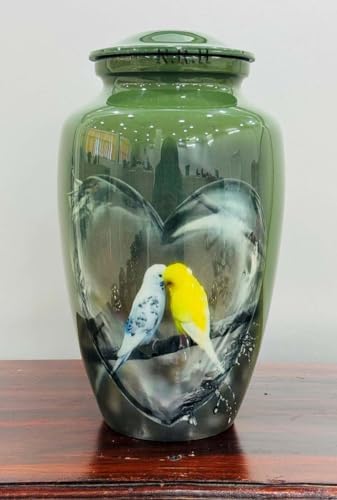 Love Bird in Water Heart Urns for Humans and Pets