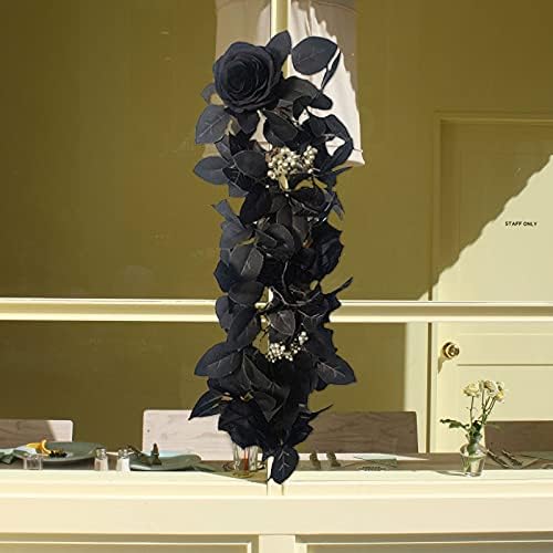 Belupai 24in Black Halloween Floral Swag