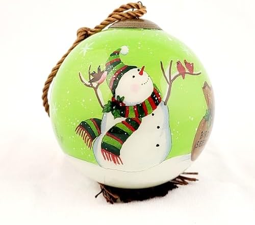 Snowman Feeding Birds LiBien Glass Collectible