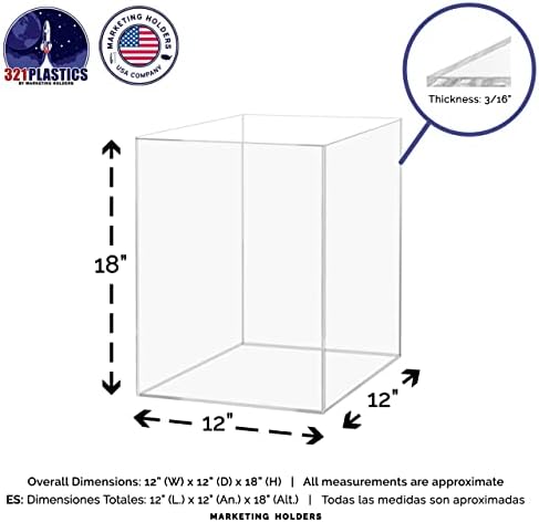 12x12x18 Clear Acrylic Display Box with Open Side