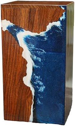 WEE WOODEN Blue and White Epoxy Resin Urn for Human Ashes