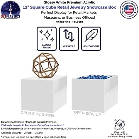 4 Pack 12 Inch White Acrylic Display Box with Open Side