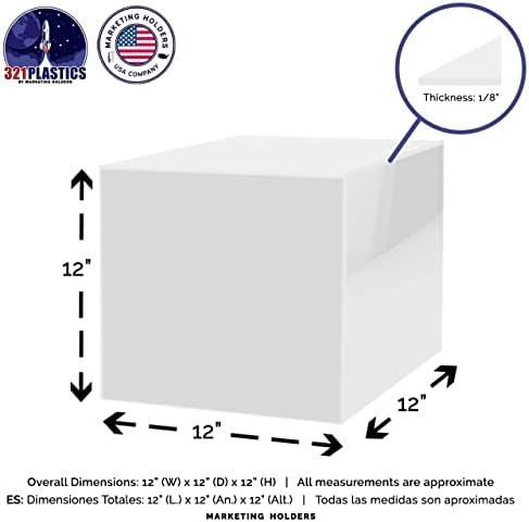 4 Pack 12 Inch White Acrylic Display Box with Open Side