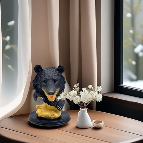 Black Bear Head Statue Resin Figurine Collectible Decor
