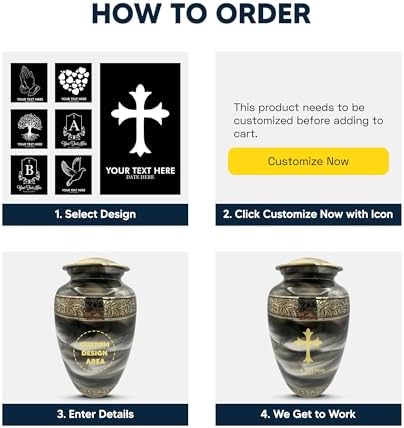 Custom Cremation Urn with Humor Engraving and Gold Design