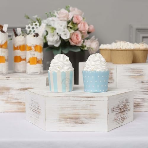 Tableclothsfactory Set of 3 Whitewashed Wooden Dessert Holders
