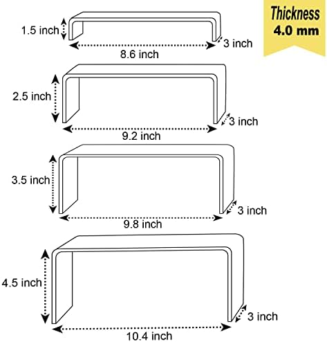 A DESIGN Clear Acrylic Display Risers 4 Pack Set