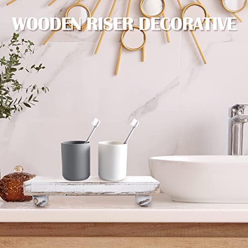 Chunful Set of 3 White Rustic Wooden Risers