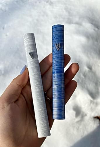 AS Mezuzah Case with 3D Painted Shin Design Blue White 5 Inches