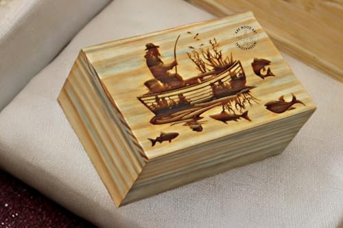 Fly Fisherman Urn for Human Ashes Handmade Wood