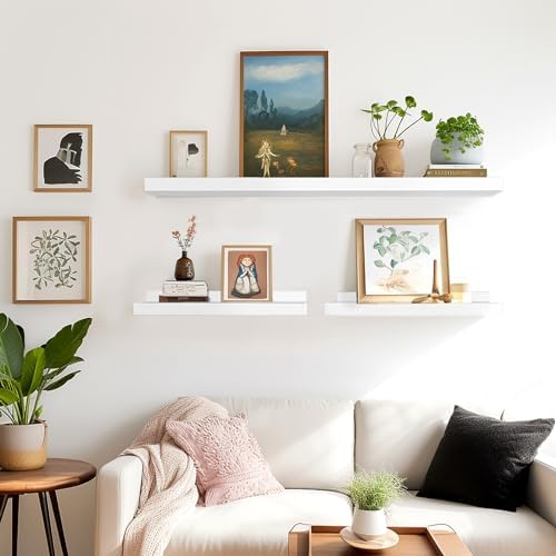 LaVie Home Floating Shelves Set of 4 White 156 Inch Wall Shelves