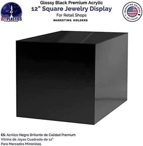 2 Pack 12 Inch Black Acrylic Display Box with Open Side