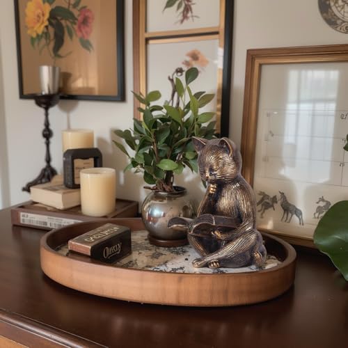 Reading Cat Figurine - 64 Inch Resin Bookshelf Decor