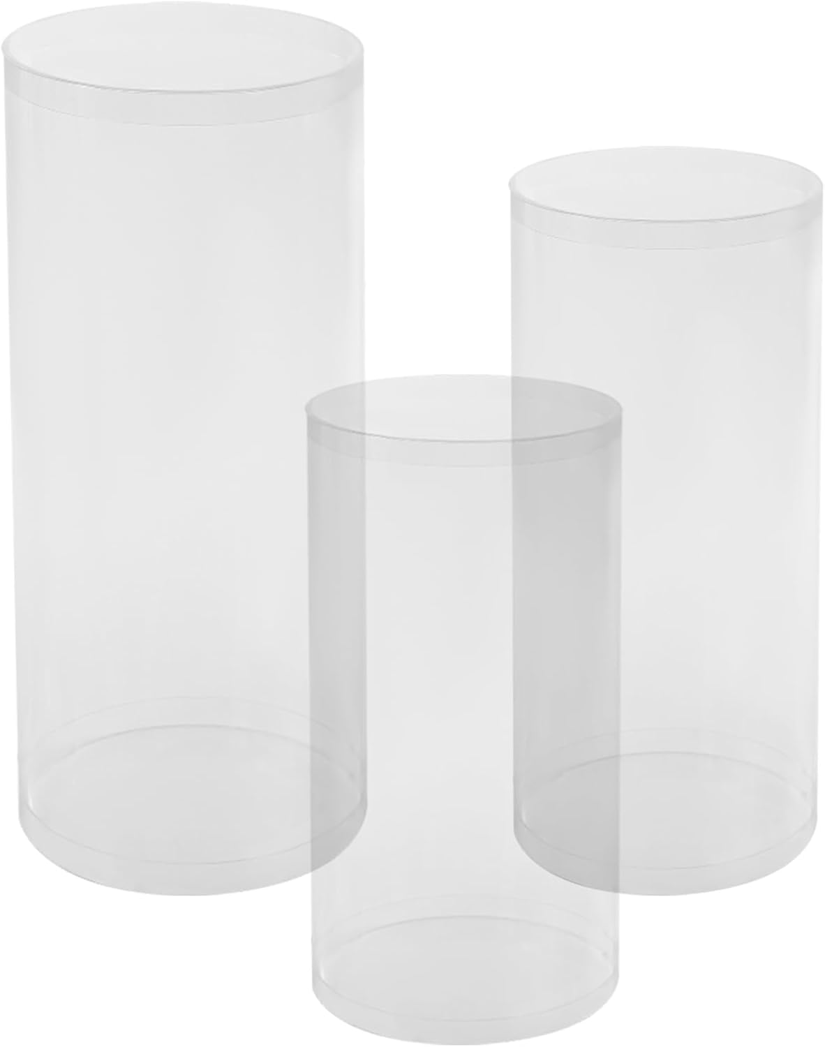 Clear Cylinder Pedestal Stands 3PCS Wedding Display