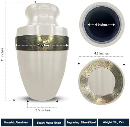 Custom Adult Cremation Urn with Funny Engraving 200 Lbs Gold Rim White