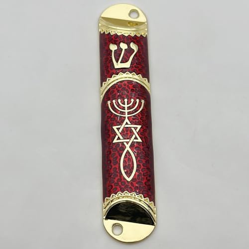 Sleek Door Mezuzah Cover in Red
