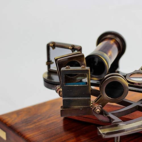Brass Sextant with Rosewood Inlaid Box - 9 Inches