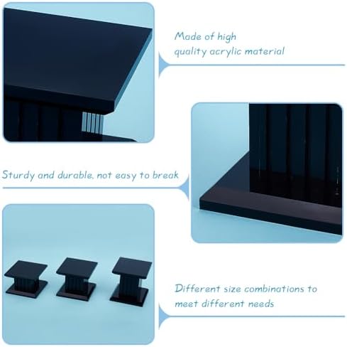 BENECREAT 3Pcs Square Acrylic Jewelry Display Riser