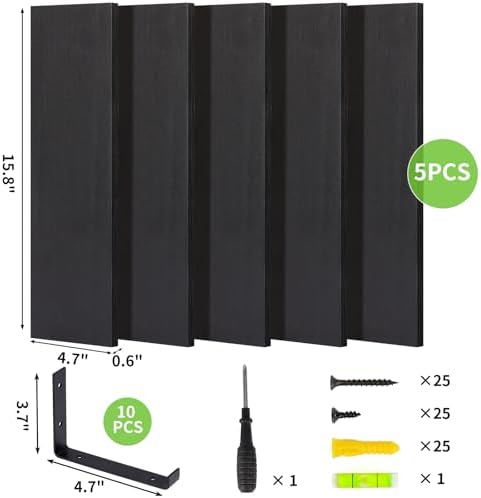 Fixwal Floating Shelves Set of 5 Black Wall Shelves