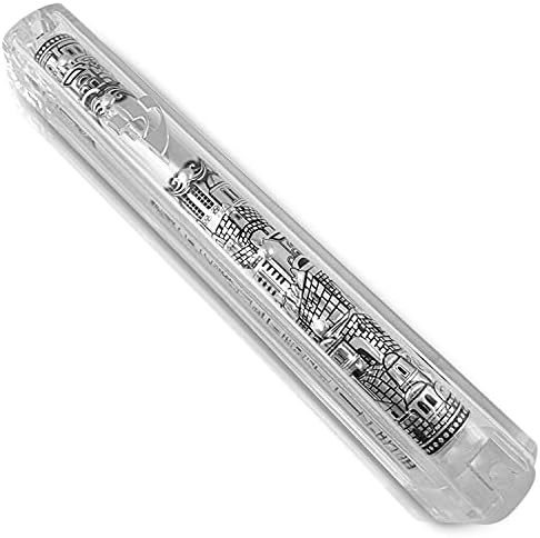 Talisman4u Jerusalem Clear Mezuzah Case with Scroll Silver Ornament