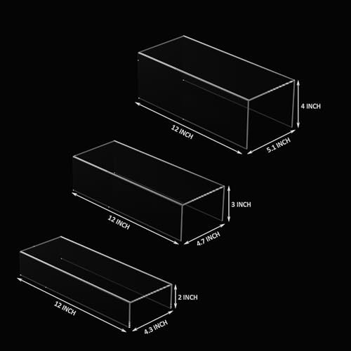 Clear Riser Display Shelf Set 3pcs Acrylic