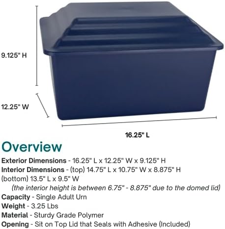 Navy Blue Cremation Urn Vault for Ground Burial