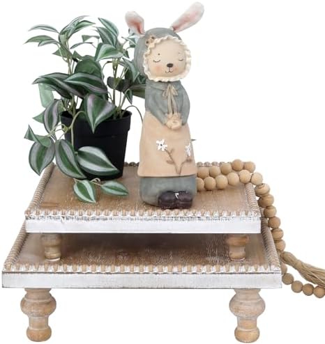 SwallowLiving Rustic Square Wood Tray Riser