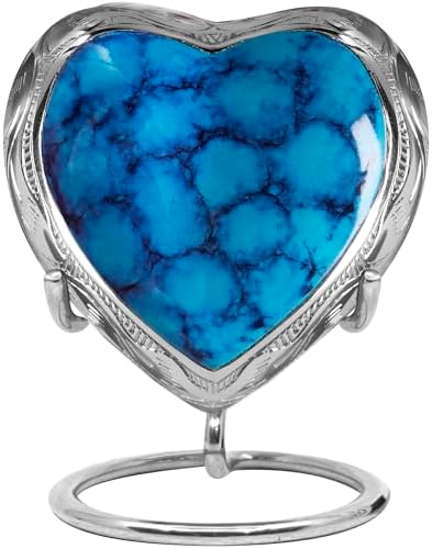 Trupoint Memorials Small Blue Heart Urn with Stand