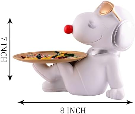 White Resin Dog Statue Home Decor 8 Inches