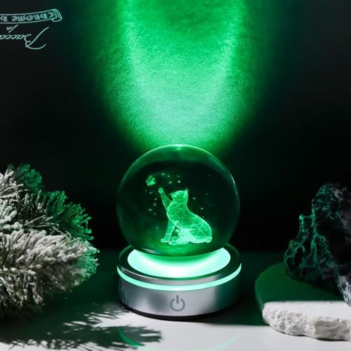 3D Crystal Cat Ball Home Decor Night Light Gift
